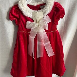Max Studio Red Dress with White Collar 2 set with hair accessories